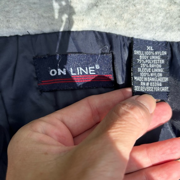 Vintage 90s navy stripped windbreaker men’s size X-Large vtg bars - Picture 4 of 8